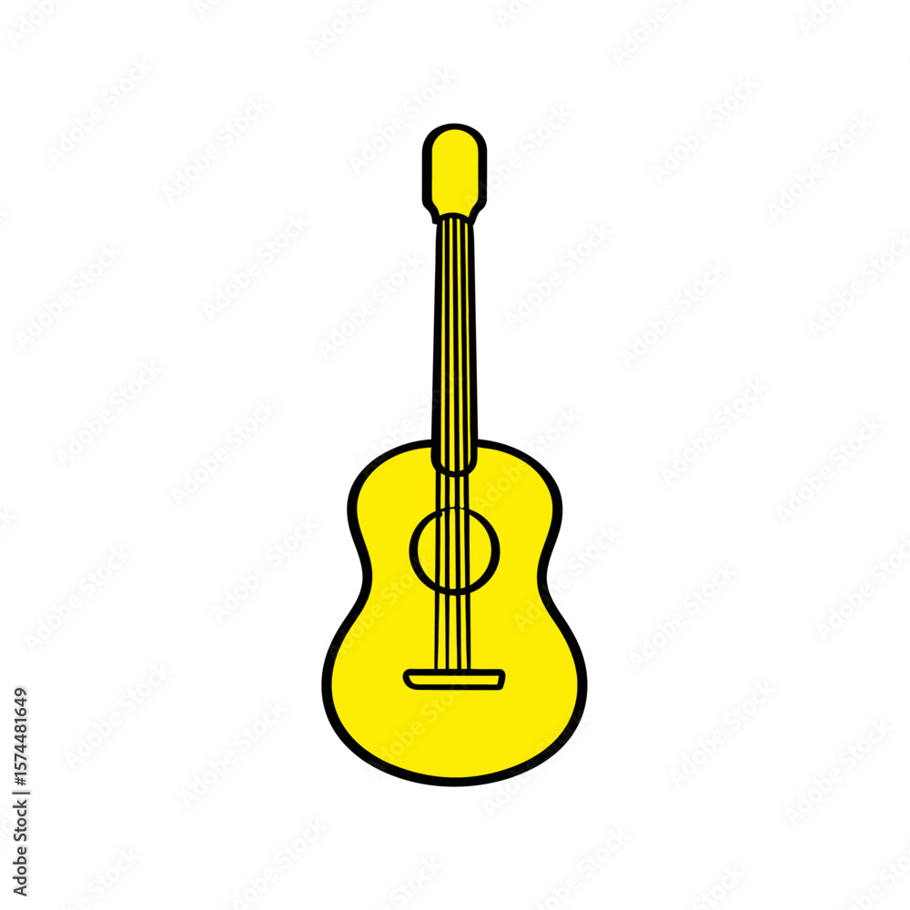 Fototapeta premium Yellow guitar presents instrument music art illustration