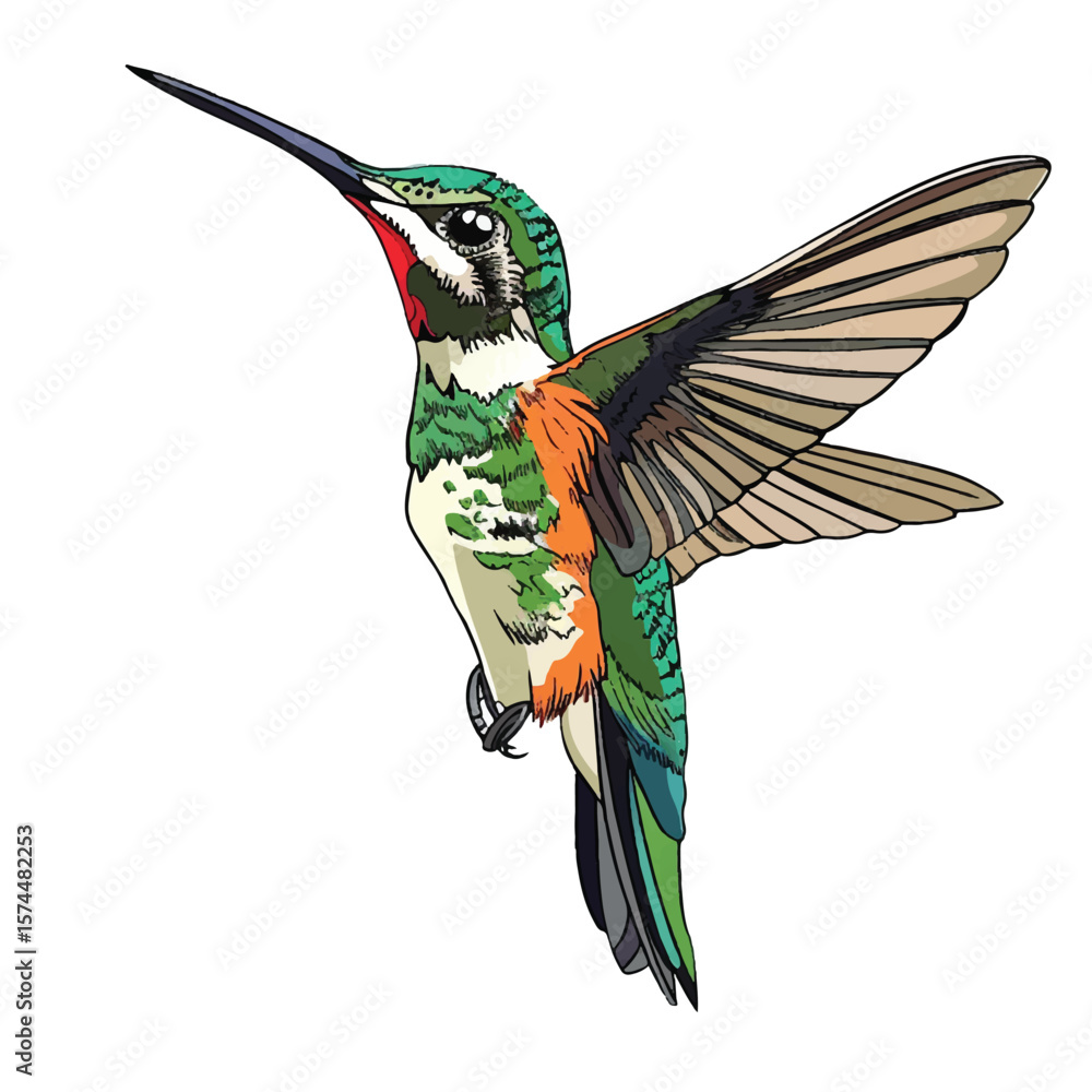 Obraz premium Vibrant Illustration of a Hummingbird in Flight (7)