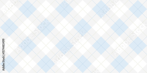 Seamless pastel blue argyle pattern with soft geometric diamonds