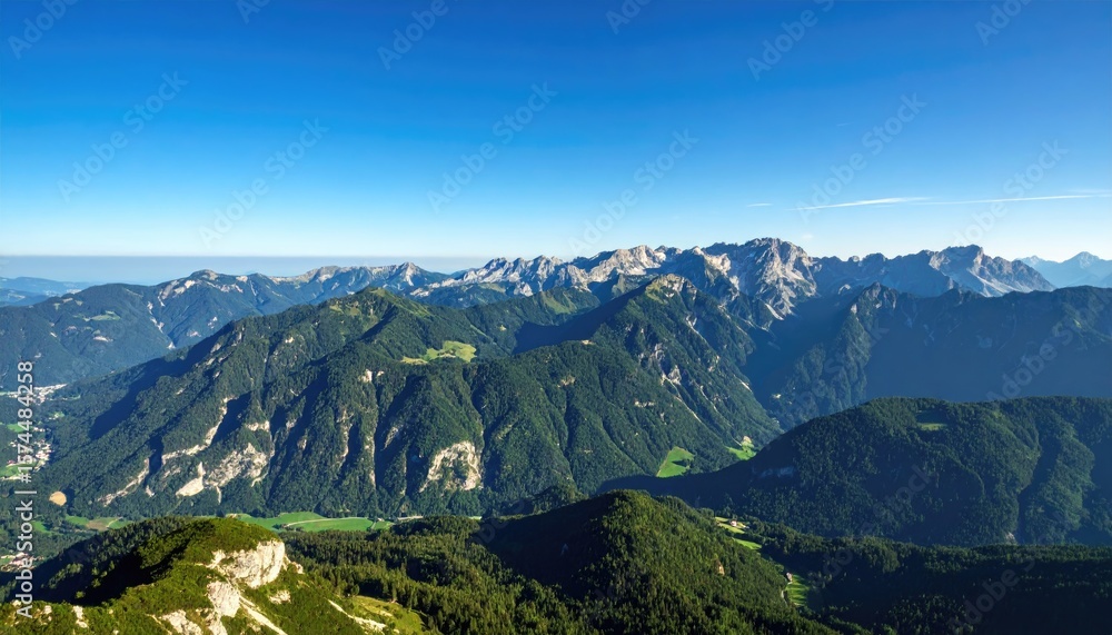 Fototapeta premium Alpine mountain range panorama