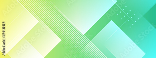 Abstract geometric shapes in green, yellow, and blue. Suitable for backgrounds, websites, and modern design projects needing a vibrant graphic.