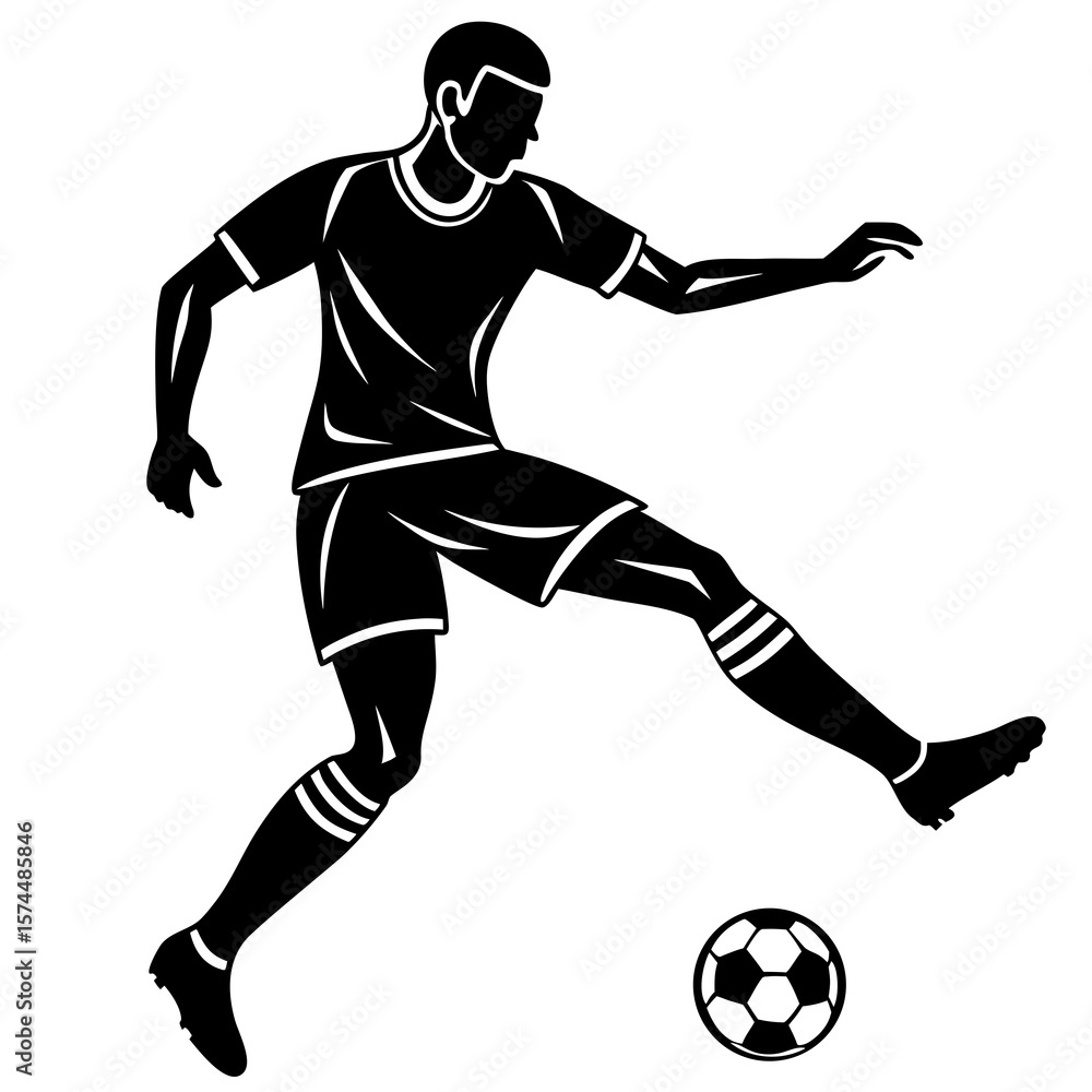 Naklejka premium Soccer Player Kicking Ball Icon Set