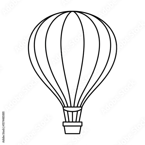 A black and white hot air balloon illustration line art of a coloring page 