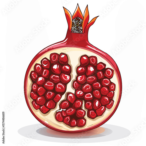 Vibrant Cut Pomegranate with Detailed Seeds