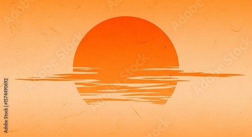 Sunset over water, a graphic design.