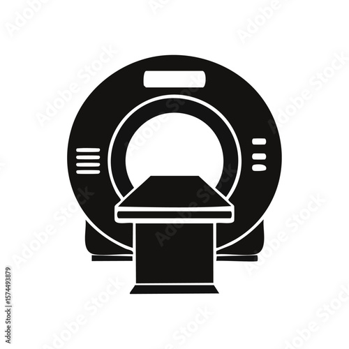 MRI scanner icon, medical radiology scan machine, vector CT diagnostics. 