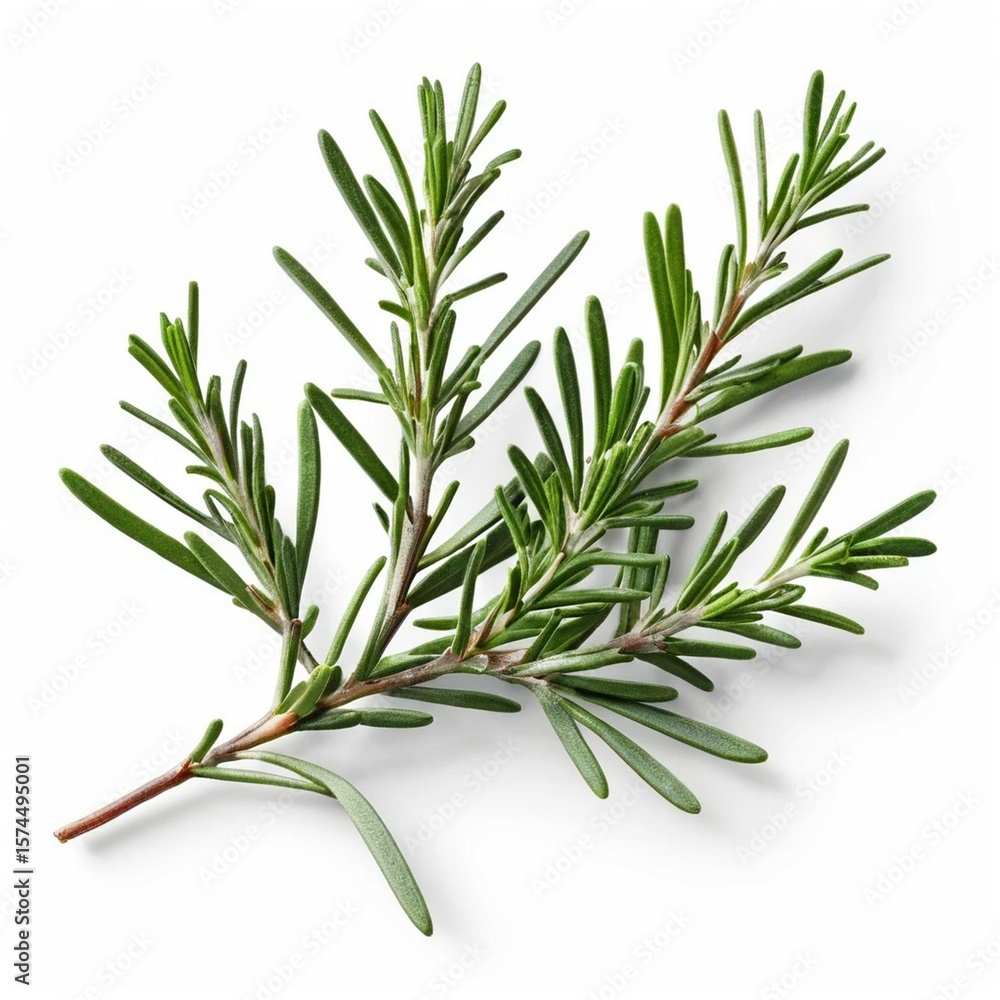 Fototapeta premium Fresh Rosemary Sprig on White Background