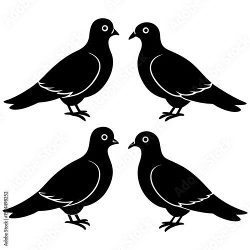 Mourning Dove Silhouette Vector Set