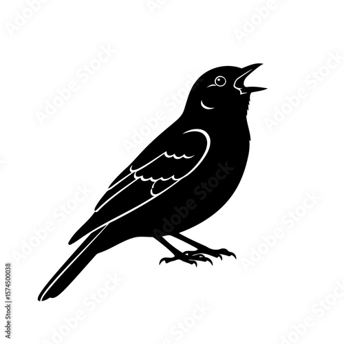 Black Bird Silhouette: A Stunning Vector Graphic of a Singing Bird