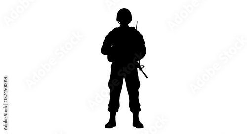 Powerful Silhouette of a Soldier: Military Strength and Honor