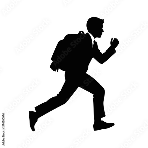 Running Boy Silhouette: School, Education, and Haste