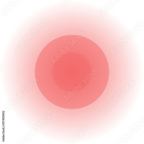 An abstract graphic of a glowing red circle on a white background. It symbolizes localized redness, skin inflammation, irritation, or a painful spot.