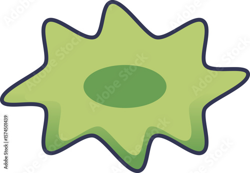 Stylized illustration of a Kupffer cell, a star-shaped liver macrophage. It represents the sentinel function of immune cells in protecting the liver from pathogens and injury.
