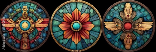 Wallpaper Mural Colourful painted Easter eggs form a decorative round pattern on a white plate, showcasing a vibrant vintage mosaic design Torontodigital.ca