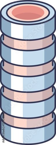 A stylized illustration of the human trachea, or windpipe. It shows the cartilaginous rings that form the airway, representing the respiratory system and breathing.