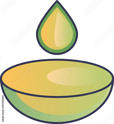 A stylized drop of acidic solution falls into a pool of water. This icon represents pool pH testing, chemical balancing, and water treatment for maintaining safe swimming conditions.