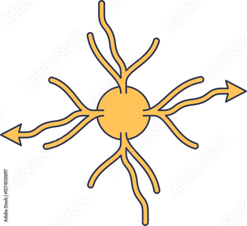 Stylized neuron icon representing a central hub. It symbolizes the autonomic nervous system's signal processing and distribution, with inputs and outputs for self-regulating functions.