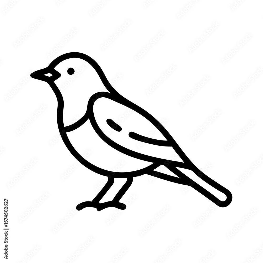 Obraz premium Simple Line Art Bird Icon Minimalist Black White Design Vector Graphic