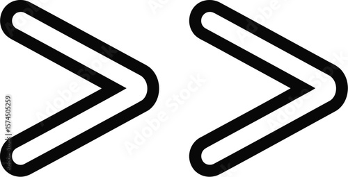 Forward symbol conveys advancement and direction with a modern minimalistic design suitable for web, app development, and visual interfaces representing fast-forward actions.
