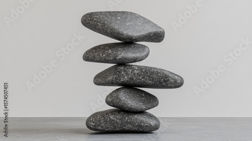 Minimalist Stack of Floating Rocks in Gentle Lighting
