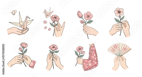Delicate Hands Crafting Beauty: Origami and Floral Art