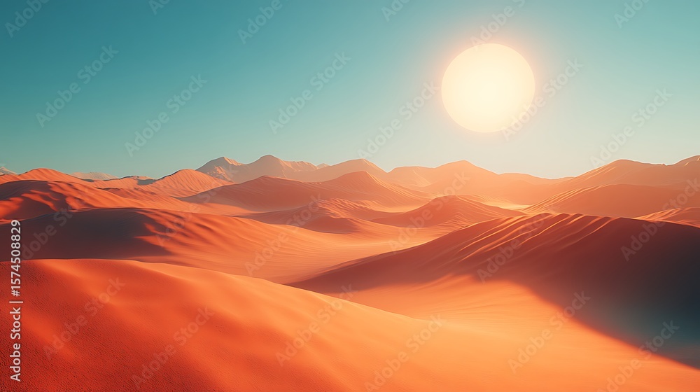 Obraz premium Vivid desert landscape under a bright sun.