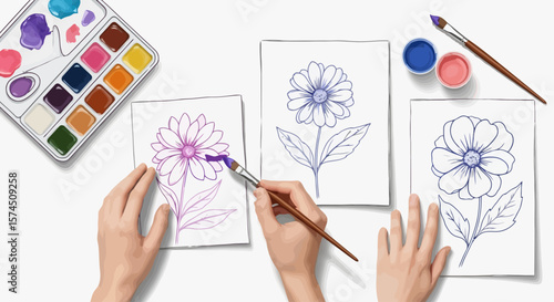 Floral Art Creation: Painting Beautiful Flower Illustrations