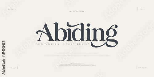 Abiding Luxury Fashion font alphabet. Minimal modern urban fonts for logo, brand etc. Typography typeface uppercase lowercase and number. vector illustration
