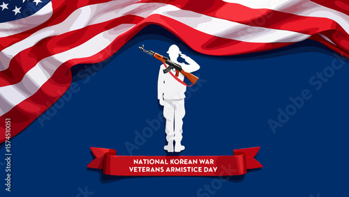 Vector art of a korean war veterans armistice day illustration with flag