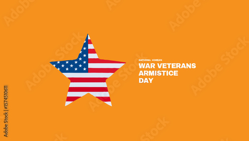 Vector art of war veterans armistice day with american flag star on orange