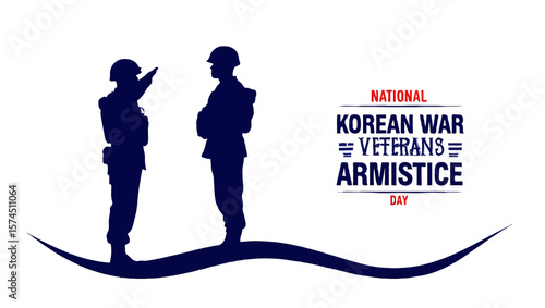 Vector art of silhouette of soldiers saluting for korean war veterans armistice day