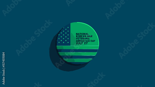 Vector art of a green badge for national korean war veterans armistice day