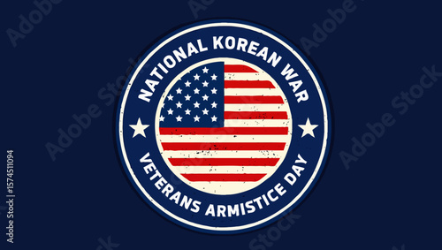 Vector art of a patriotic badge for national korean war veterans armistice day
