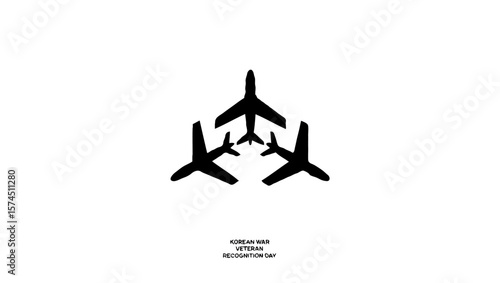 Vector art of a graphic honoring korean war veterans with airplane silhouettes