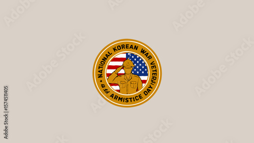 Vector art of a soldier salutes the flag for korean war veterans armistice day