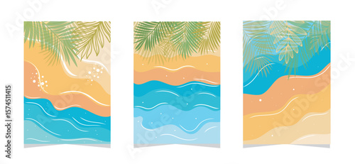 Set of summer poster. summer sale, social media promotional content. Vector illustration