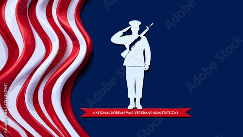 Vector art of a soldier salutes for national korean war veterans armistice day