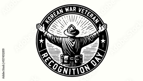 Vector art of a korean war veteran is recognized on recognition day
