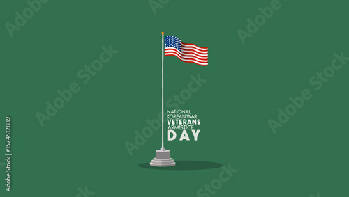 Vector art of an american flag waves for korean war veterans armistice day