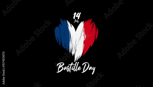 Vector art of celebrating bastille day with a heart shaped french flag illustration