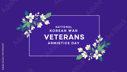 Vector art of floral frame for national korean war veterans armistice day