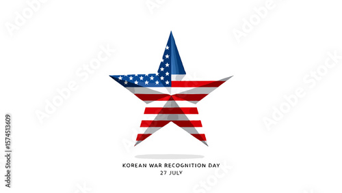 Vector art of korean war recognition day with american flag star isolated on white background