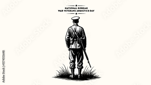 Vector art of a soldier stands in honor of korean war veterans armistice day