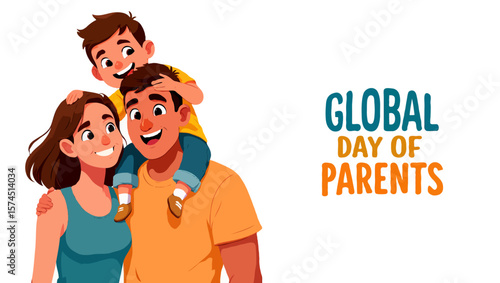Vector art of a happy family celebrates global day of parents with love