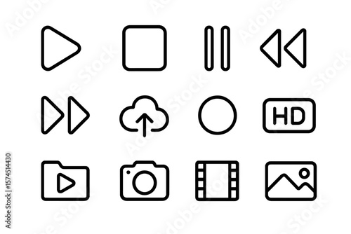 Minimalist multimedia control icons set on subtle gradient background