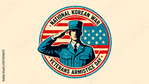 Vector art of a soldier salutes for national korean war veterans armistice day