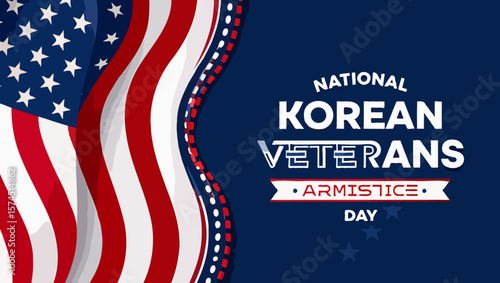 Vector art of national korean veterans armistice day with american flag