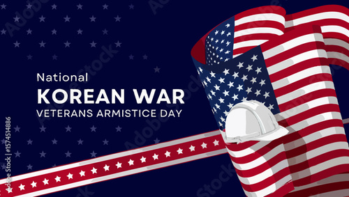 Vector art of national korean war veterans armistice day with american flag