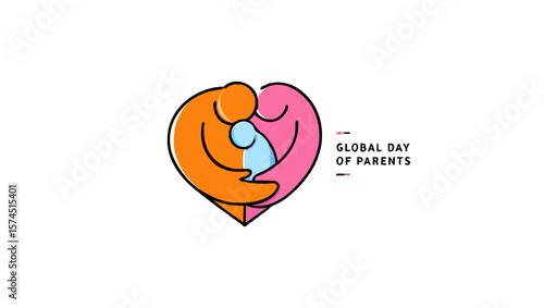 Vector art of a colorful illustration for global day of parents on white background