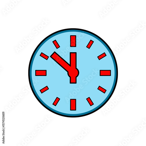 Cartoon clock displays eleven oclock illustration isolated design